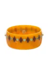 Mark Davis 18k Yellow Gold Garnet Bakelite Bangle In Brown