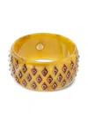 Mark Davis 18k Yellow Gold Garnet Bakelite Bangle In Orange