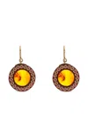 Mark Davis 18k Yellow Gold Garnet Bakelite Earrings In Brown