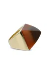 Mark Davis 18k Yellow Gold Kendall Bakelite Ring In Brown