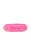 Mark Davis 18k Yellow Gold Multi Sapphire Two Row Bakelite Bangle Bracelet In Pink