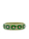 Mark Davis 18k Yellow Gold Multi-stone Bakelite Bangle In Green