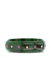 Mark Davis 18k Yellow Gold Multi-stone Bakelite Bangle In Green