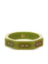 Mark Davis 18k Yellow Gold Pink Sapphire Garnet Bangle In Green