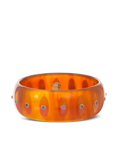 Mark Davis 18k Yellow Gold Rhodolite Bakelite Bracelet In Orange