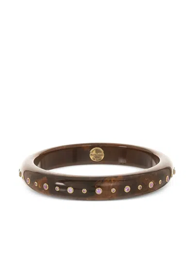 Mark Davis 18k Yellow Gold Sapphire Bakelite Bracelet In Brown