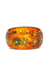 Mark Davis 18k Yellow Gold Topaz Flower Bakelite Bangle In Orange
