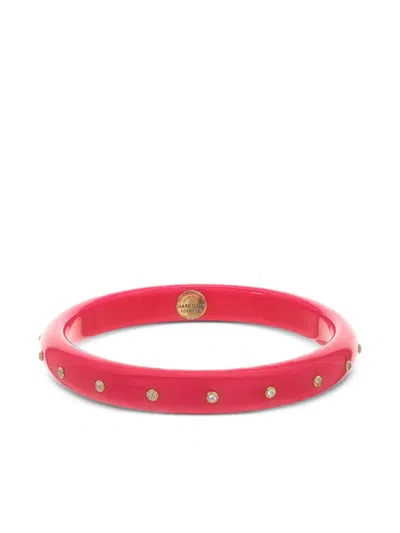 Mark Davis 18k Yellow Gold White Topaz Bakelite Bangle In Red