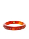 Mark Davis 18k Yelow Gold Garnet And Amethyst Bangle In Brown