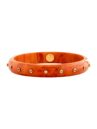 Pre-owned Mark Davis Vintage 18k 1.18ctw Green Sapphire Bangle Bracelet, 7.75" In Orange