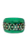 Mark Davis White Topaz Bangle In Green