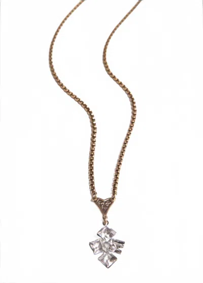 Mark Edge Jewelry Women's Vintage Crystal Necklace In Bronze Chain In Multi
