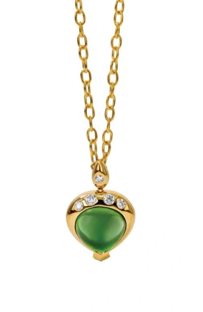 Mark Henry 18k Gold Grand Gumdrop Pendant Necklace In Green