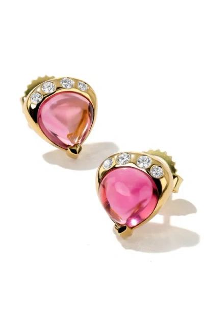 Mark Henry 18k Gold Gumdrop Stud Earrings In Pink
