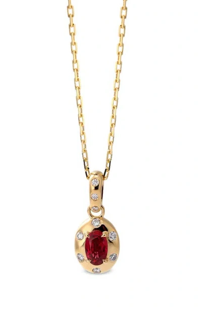 Mark Henry Aurum Petite Oval Pendant Necklace In Red