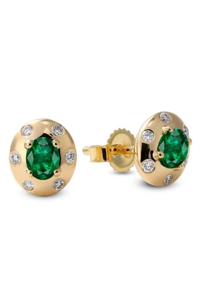 Mark Henry Aurum Petite Oval Stud Earrings In Green