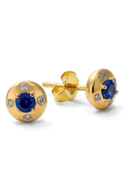 Mark Henry Aurum Petite Round Stud Earrings In Blue