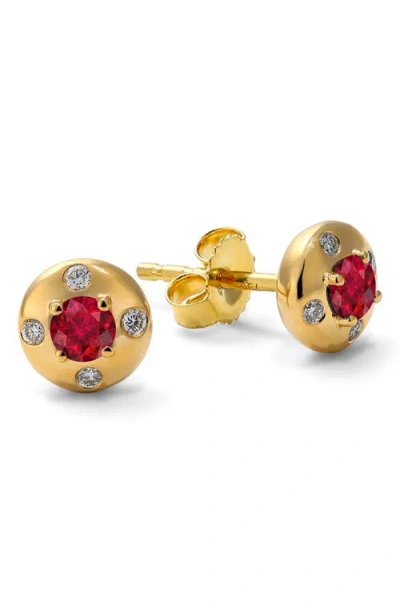 Mark Henry Aurum Petite Round Stud Earrings In Red