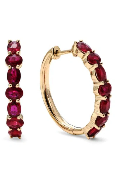 Mark Henry Crackle Hoop Earrings In Red