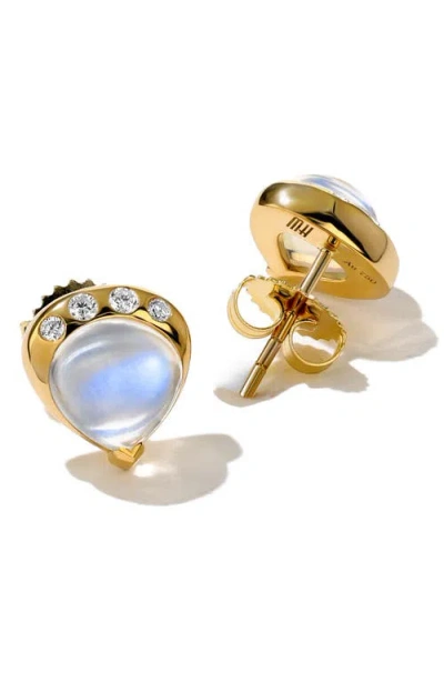 Mark Henry Gumdrop Moonstone & Diamond Stud Earrings In Gold