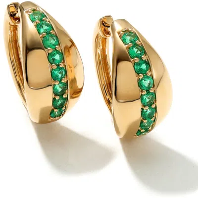 Mark Henry Saturn Emerald Huggie Hoop Earrings In Gold