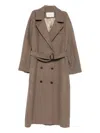 Mark Kenly Domino Tan Belted Double-breasted Coat In Brown