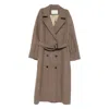 Mark Kenly Domino Tan Belted Double-breasted Coat In Brown
