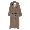 Mark Kenly Domino Tan Belted Double-breasted Coat In Brown