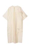 Mark Kenly Domino Tan Cova Atelier Silk-wool Twill Midi Skirt In Ivory