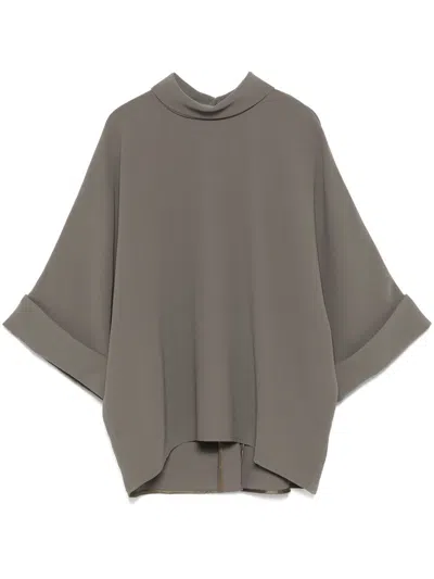 Mark Kenly Domino Tan Crepe Blouse In Green