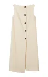 Mark Kenly Domino Tan Dalina Herringbone Wool Midi Dress In Ivory