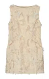 Mark Kenly Domino Tan Dashan Atelier Fringed Jacquard Mini Dress In Ivory