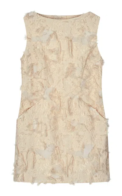 Mark Kenly Domino Tan Dashan Atelier Fringed Jacquard Mini Dress In Ivory