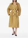 Mark Kenly Domino Tan Double-breasted Cici Trench Coat In Ramie