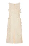 Mark Kenly Domino Tan Dove Atelier Silk-wool Twill Midi Dress In Ivory