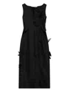Mark Kenly Domino Tan Dove Atelier Silk-wool Twill Midi Dress In Black