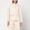 Mark Kenly Domino Tan Jacket In Boiled Wool Écru