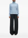 Mark Kenly Domino Tan Krystal Ribbed Turtleneck Cashmere Sweater In Blue