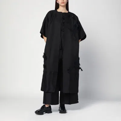 MARK KENLY DOMINO TAN MKDT STUDIO  ATELIER COVA BLACK COAT IN SILK AND WOOL