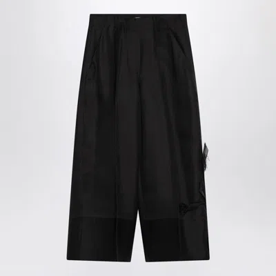 MARK KENLY DOMINO TAN MKDT STUDIO  ATELIER PASA BLACK TROUSERS IN SILK AND WOOL