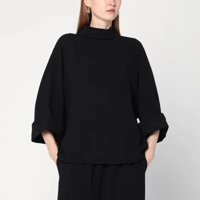MARK KENLY DOMINO TAN MKDT STUDIO  BLACK BAILEE BLOUSE IN CRÊPE GEORGETTE