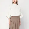 Mark Kenly Domino Tan Ivory Bailee Blouse In Crêpe Georgette