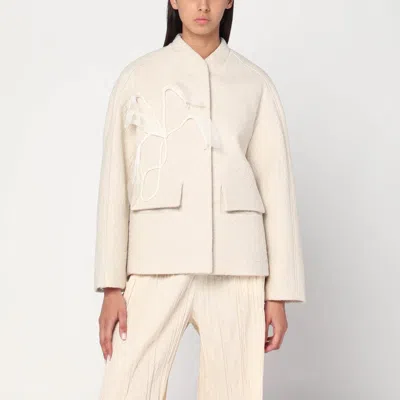 Mark Kenly Domino Tan Mkdt Studio Jacket In Boiled Wool Écru