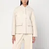 Mark Kenly Domino Tan Jacket In Boiled Wool Écru