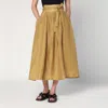 Mark Kenly Domino Tan Mkdt Studio Nova Pleated Skirt In Ramie In Gold
