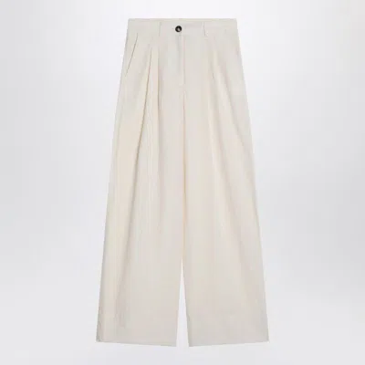 Mark Kenly Domino Tan Mkdt Studio  Wide Écru Trousers In Cotton In Neutral