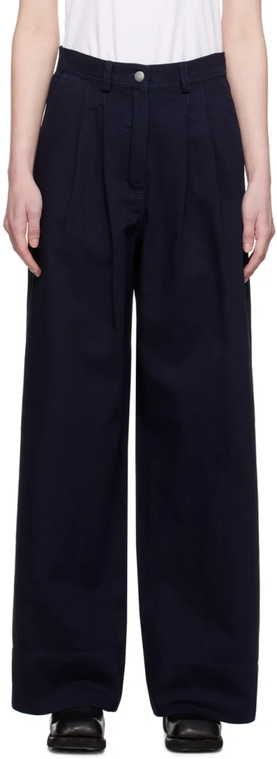 Mark Kenly Domino Tan Navy Prairie Trousers In Indigo