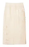 Mark Kenly Domino Tan Noshie Atelier Silk-wool-twill Midi Skirt In Ivory