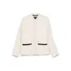 Mark Kenly Domino Tan Herringbone-pattern Pocket Jacket In White