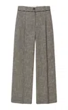 Mark Kenly Domino Tan Pirka Tweed Wide-leg Pants In Grey